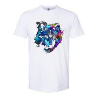 Wolf Art Colourful Animal Motif Artwork Wolf Softstyle CVC T-Shirt