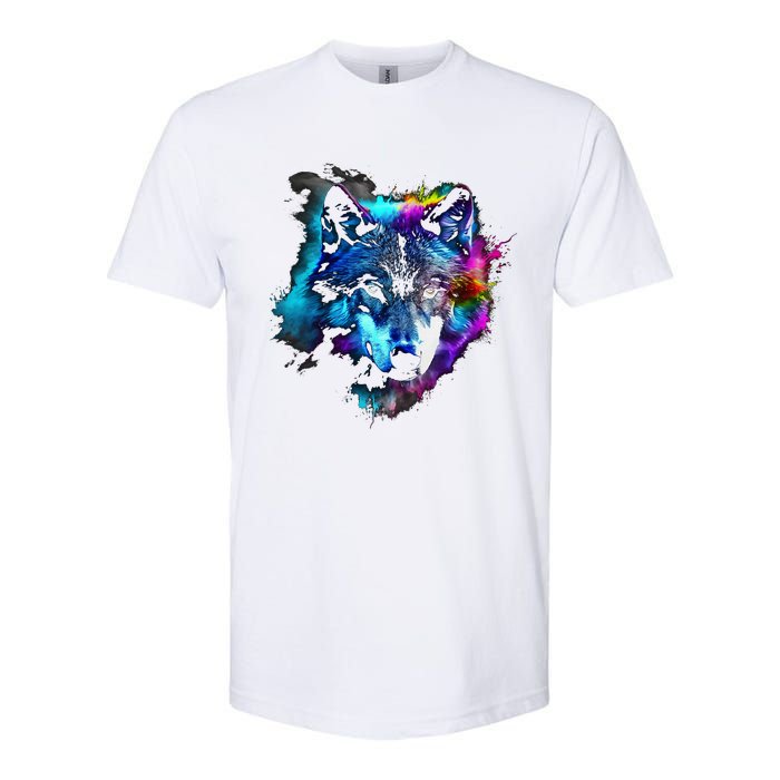 Wolf Art Colourful Animal Motif Artwork Wolf Softstyle CVC T-Shirt