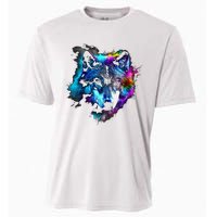 Wolf Art Colourful Animal Motif Artwork Wolf Cooling Performance Crew T-Shirt