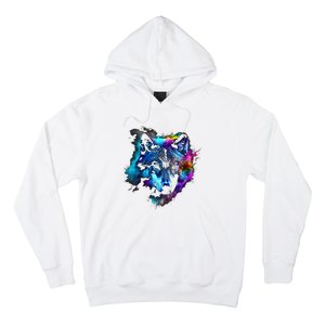 Wolf Art Colourful Animal Motif Artwork Wolf Hoodie