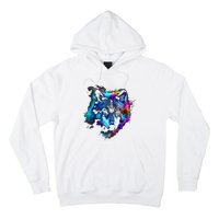 Wolf Art Colourful Animal Motif Artwork Wolf Hoodie