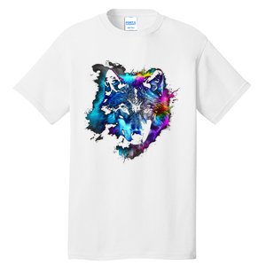 Wolf Art Colourful Animal Motif Artwork Wolf Tall T-Shirt