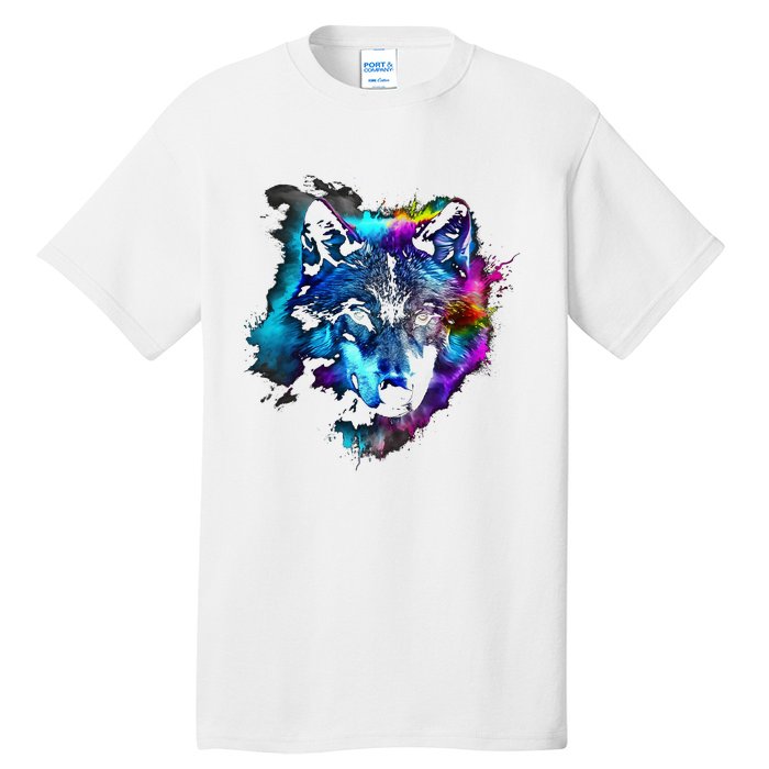 Wolf Art Colourful Animal Motif Artwork Wolf Tall T-Shirt