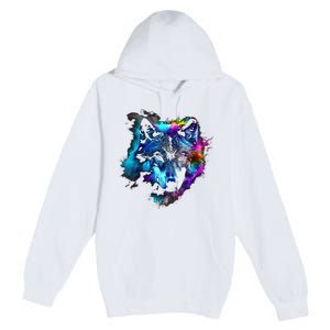 Wolf Art Colourful Animal Motif Artwork Wolf Premium Pullover Hoodie