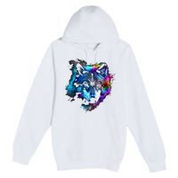 Wolf Art Colourful Animal Motif Artwork Wolf Premium Pullover Hoodie