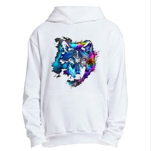 Wolf Art Colourful Animal Motif Artwork Wolf Urban Pullover Hoodie