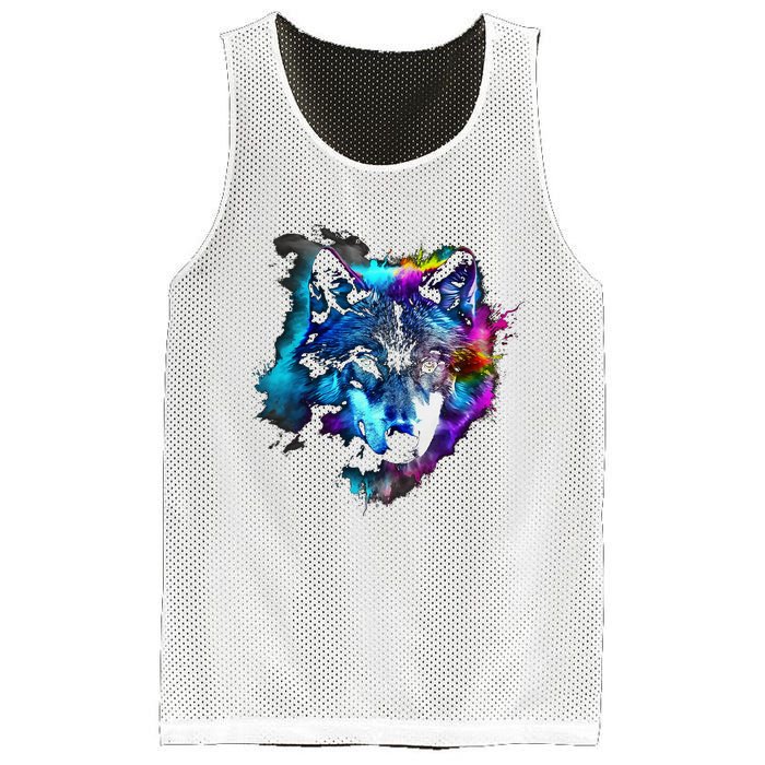 Wolf Art Colourful Animal Motif Artwork Wolf Mesh Reversible Basketball Jersey Tank