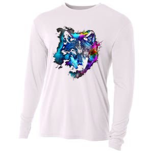 Wolf Art Colourful Animal Motif Artwork Wolf Cooling Performance Long Sleeve Crew