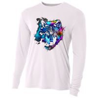 Wolf Art Colourful Animal Motif Artwork Wolf Cooling Performance Long Sleeve Crew