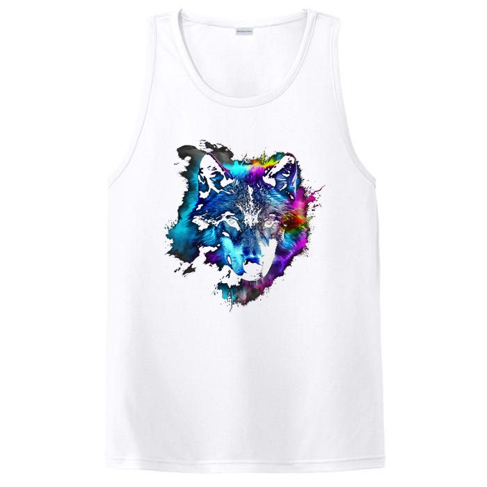 Wolf Art Colourful Animal Motif Artwork Wolf PosiCharge Competitor Tank