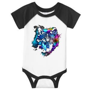 Wolf Art Colourful Animal Motif Artwork Wolf Infant Baby Jersey Bodysuit