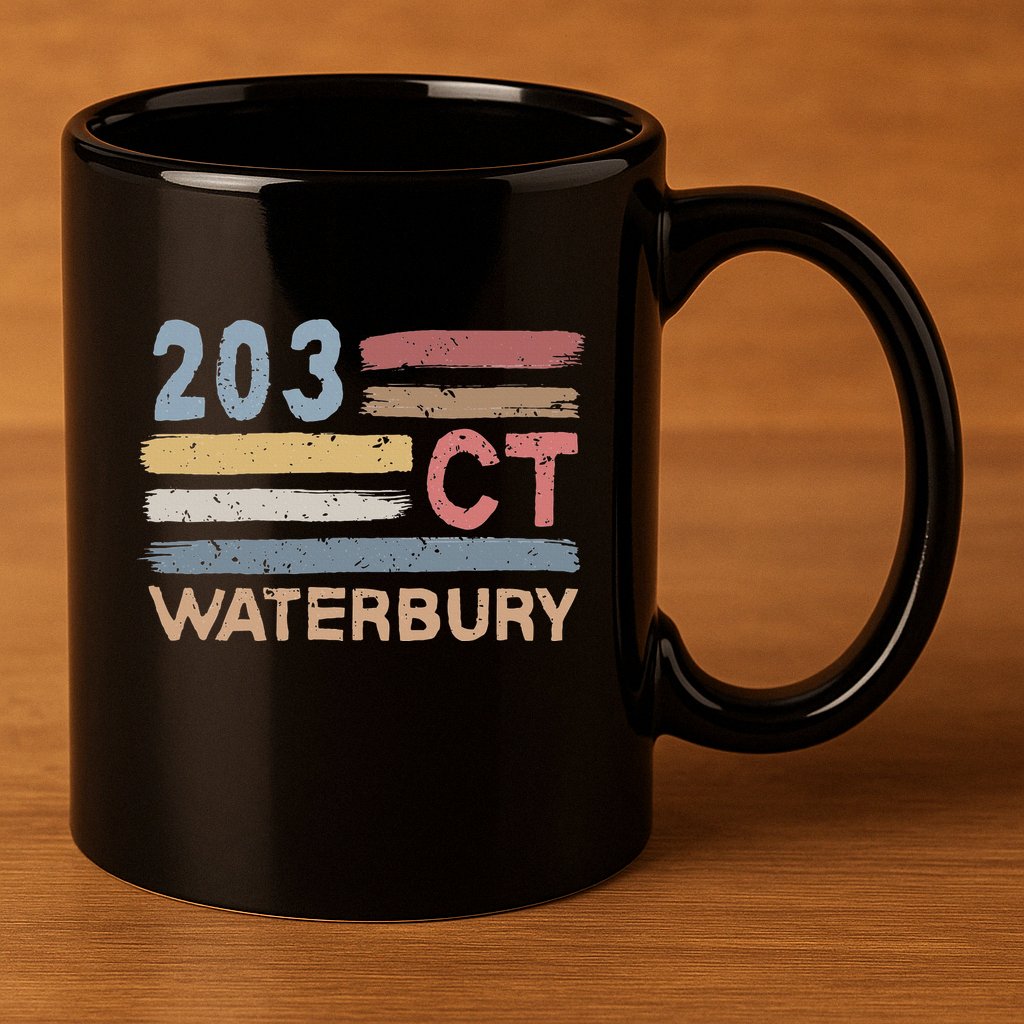 Waterbury Area Code 203 Residents State Connecticut 11oz C Handle Ceramic Mug