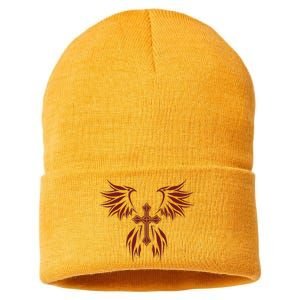 Wings And Cross Alt Egirl Eboy Goth Emo Sustainable Knit Beanie