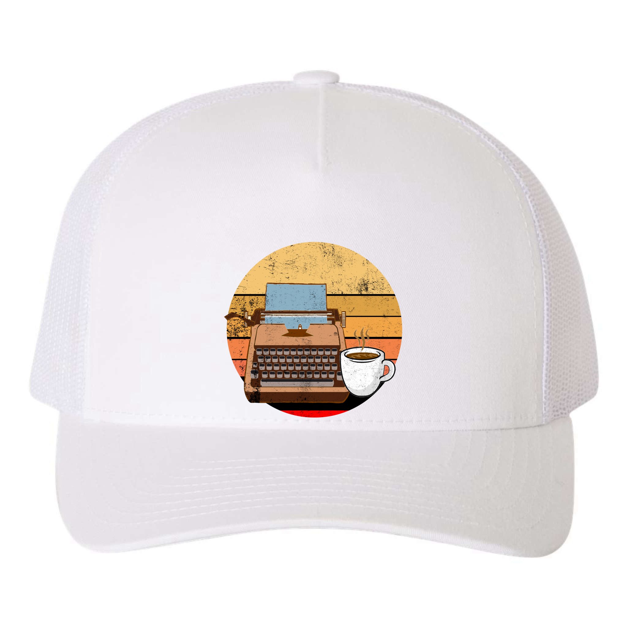 Writer Autor Coffee Typewriter Retro Vintage Journalist Gift Yupoong Adult 5-Panel Trucker Hat
