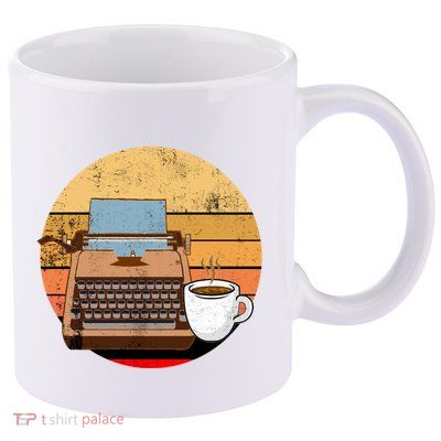 Writer Autor Coffee Typewriter Retro Vintage Journalist Gift 11oz C Handle Ceramic Mug