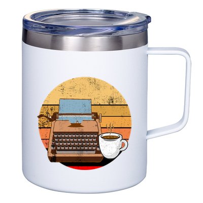 Writer Autor Coffee Typewriter Retro Vintage Journalist Gift 12oz Stainless Steel Coffee Mug