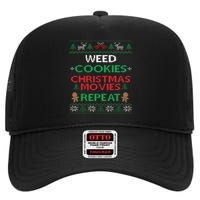 Weed And Cannabis Ugly Christmas Pajama Funny High Crown Mesh Back Trucker Hat