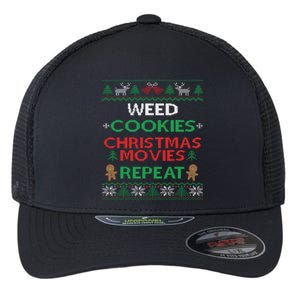 Weed And Cannabis Ugly Christmas Pajama Funny Flexfit Unipanel Trucker Cap