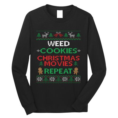 Weed And Cannabis Ugly Christmas Pajama Funny Long Sleeve Shirt