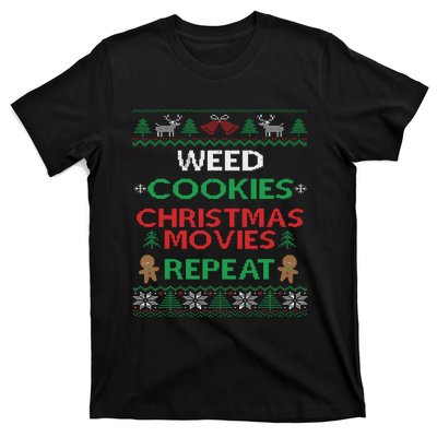 Weed And Cannabis Ugly Christmas Pajama Funny T-Shirt