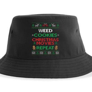 Weed And Cannabis Ugly Christmas Pajama Funny Sustainable Bucket Hat