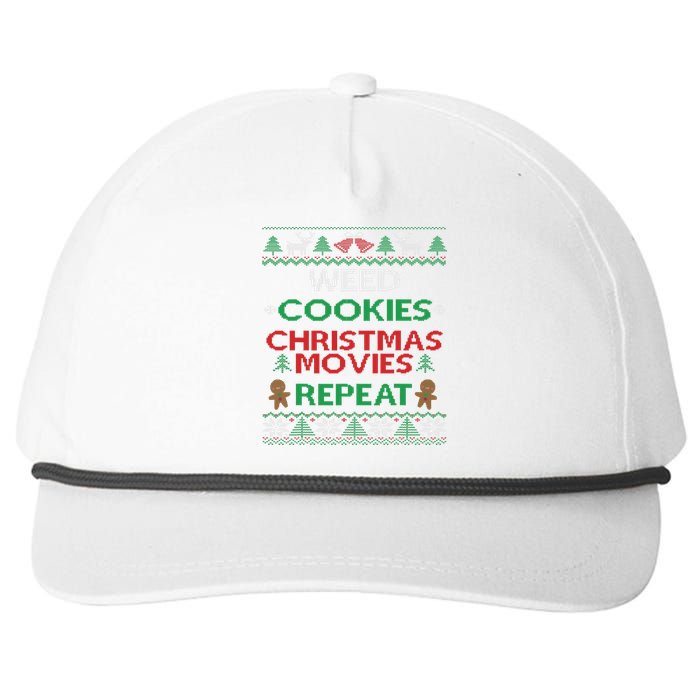 Weed And Cannabis Ugly Christmas Pajama Funny Snapback Five-Panel Rope Hat