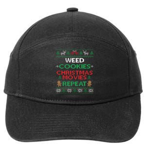 Weed And Cannabis Ugly Christmas Pajama Funny 7-Panel Snapback Hat