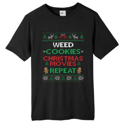 Weed And Cannabis Ugly Christmas Pajama Funny Tall Fusion ChromaSoft Performance T-Shirt