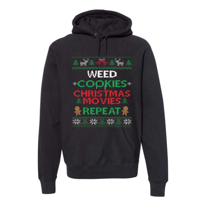 Weed And Cannabis Ugly Christmas Pajama Funny Premium Hoodie