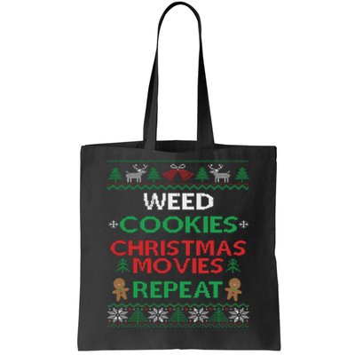 Weed And Cannabis Ugly Christmas Pajama Funny Tote Bag