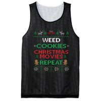 Weed And Cannabis Ugly Christmas Pajama Funny Mesh Reversible Basketball Jersey Tank