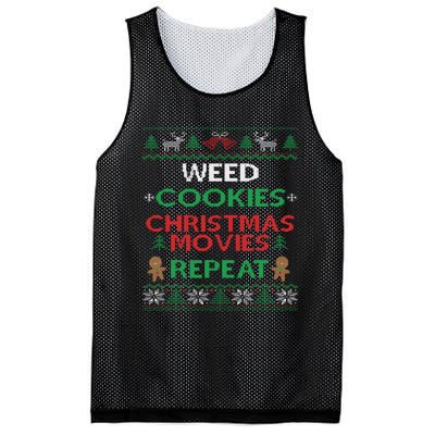 Weed And Cannabis Ugly Christmas Pajama Funny Mesh Reversible Basketball Jersey Tank