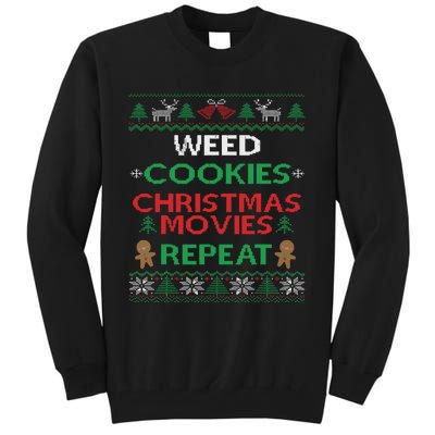 Weed And Cannabis Ugly Christmas Pajama Funny Tall Sweatshirt