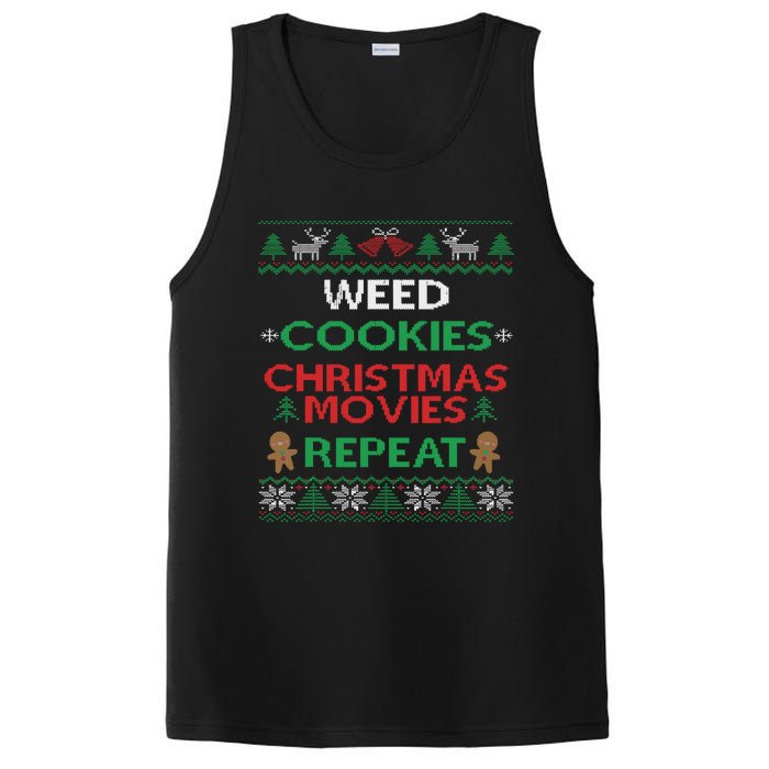 Weed And Cannabis Ugly Christmas Pajama Funny PosiCharge Competitor Tank