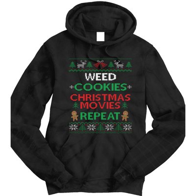 Weed And Cannabis Ugly Christmas Pajama Funny Tie Dye Hoodie