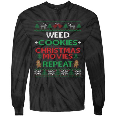 Weed And Cannabis Ugly Christmas Pajama Funny Tie-Dye Long Sleeve Shirt