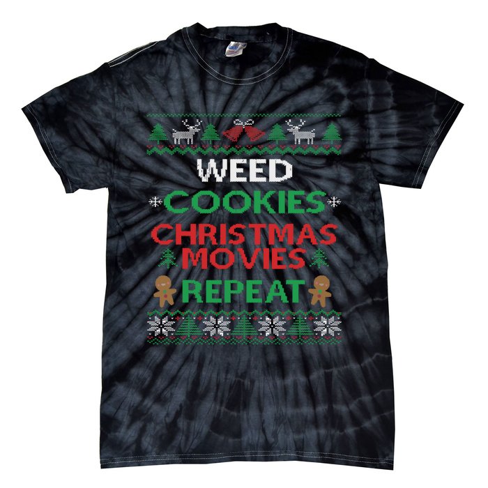 Weed And Cannabis Ugly Christmas Pajama Funny Tie-Dye T-Shirt