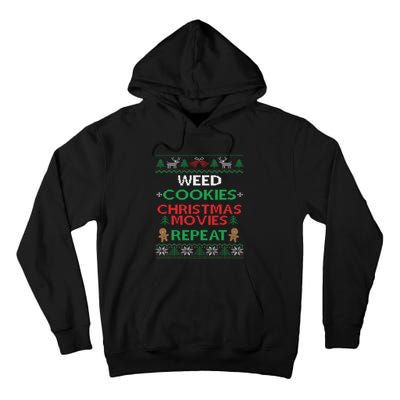 Weed And Cannabis Ugly Christmas Pajama Funny Tall Hoodie