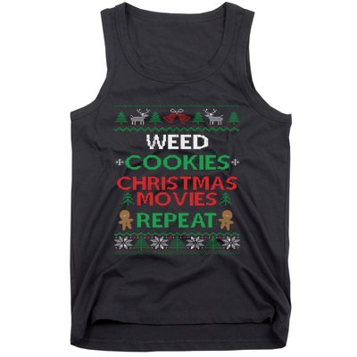 Weed And Cannabis Ugly Christmas Pajama Funny Tank Top