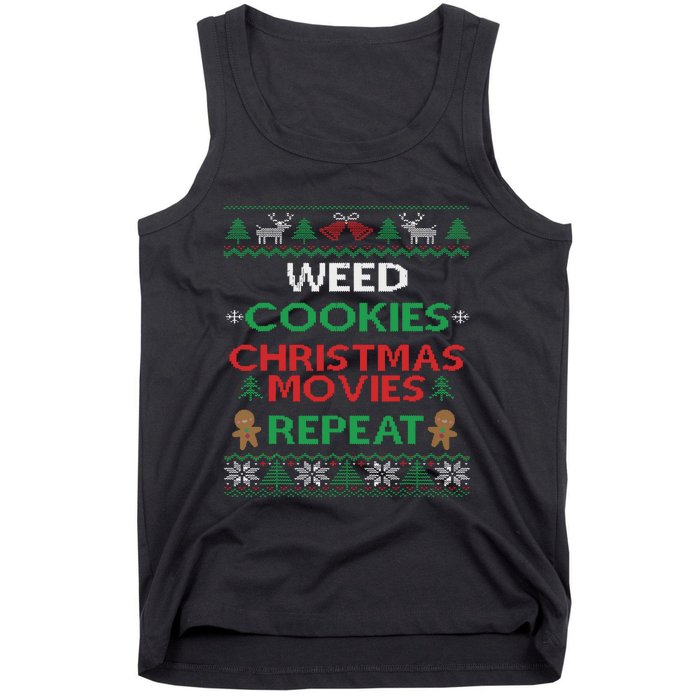 Weed And Cannabis Ugly Christmas Pajama Funny Tank Top