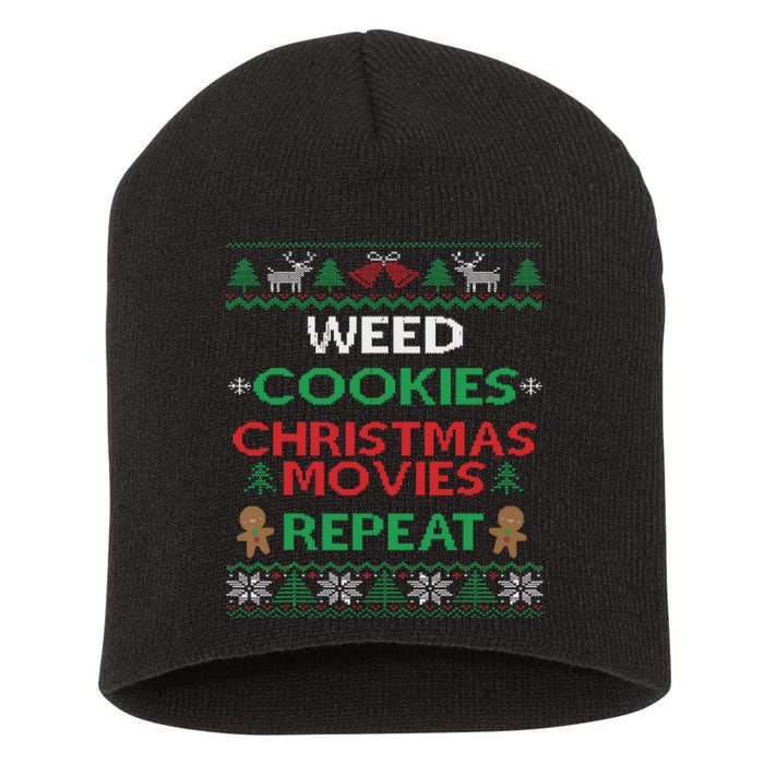 Weed And Cannabis Ugly Christmas Pajama Funny Short Acrylic Beanie