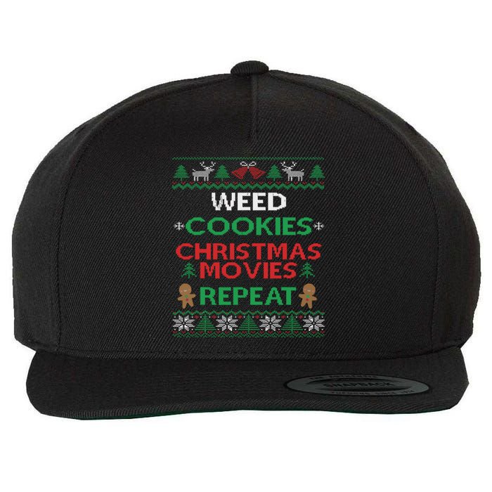 Weed And Cannabis Ugly Christmas Pajama Funny Wool Snapback Cap