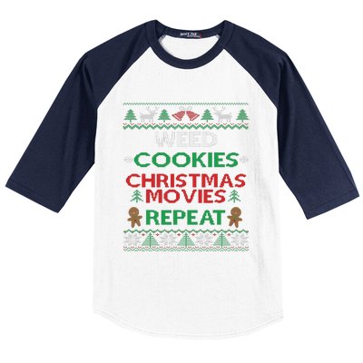 Weed And Cannabis Ugly Christmas Pajama Funny Baseball Sleeve Shirt