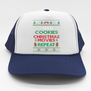 Weed And Cannabis Ugly Christmas Pajama Funny Trucker Hat