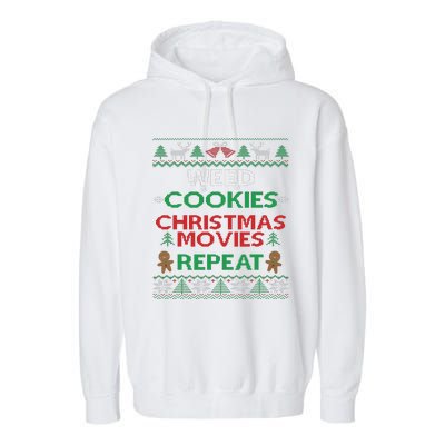 Weed And Cannabis Ugly Christmas Pajama Funny Garment-Dyed Fleece Hoodie