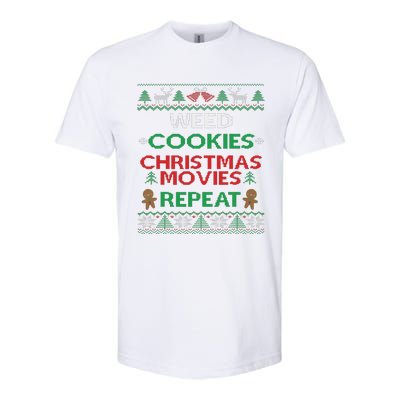 Weed And Cannabis Ugly Christmas Pajama Funny Softstyle CVC T-Shirt