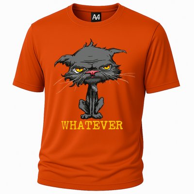 Whatever Angry Cat Funny Sarcastic Bored Cat Lovers Meh Cooling Performance Crew T-Shirt