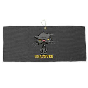 Whatever Angry Cat Funny Sarcastic Bored Cat Lovers Meh Large Microfiber Waffle Golf Towel