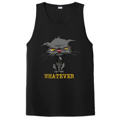 Whatever Angry Cat Funny Sarcastic Bored Cat Lovers Meh PosiCharge Competitor Tank