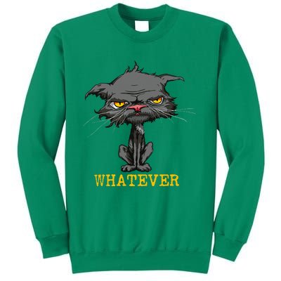 Whatever Angry Cat Funny Sarcastic Bored Cat Lovers Meh Sweatshirt